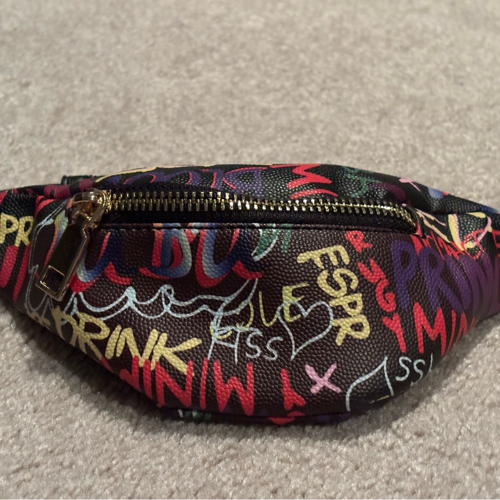 Bam Forever Mini Fanny Pack Colorful Graffiti Print Bag